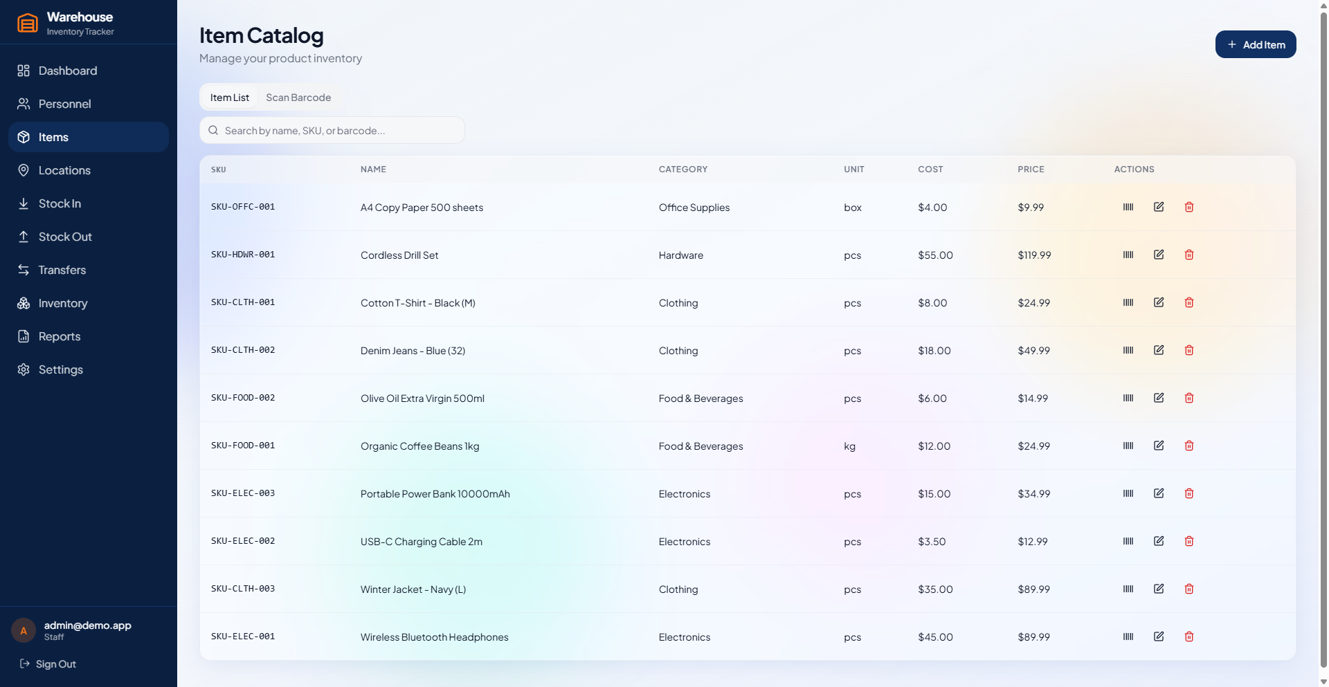 Warehouse-Inventory-Tracker